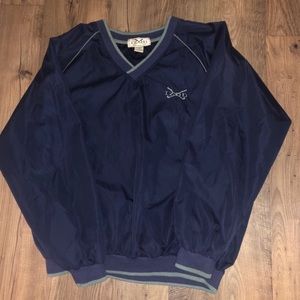 IZOD Blue V Neck Windbreaker Jacket Sz M